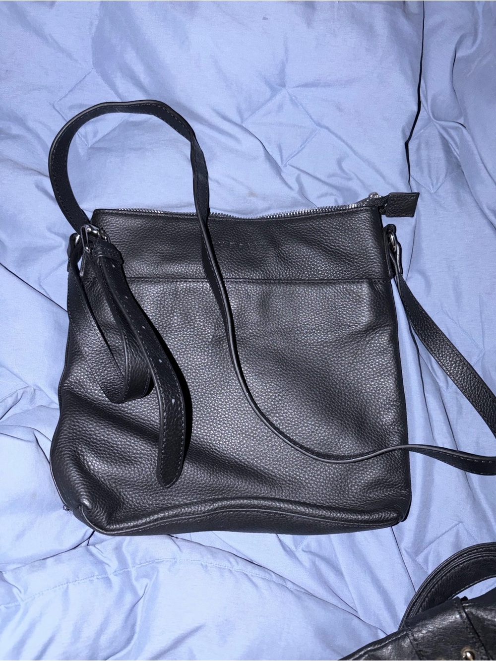 Black Faux Leather Crossbody Bag; AS IS